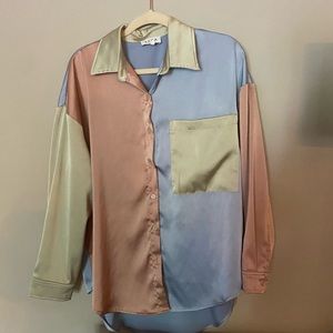 ACOA Satin Colorblock Top